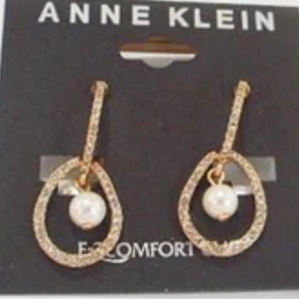 Anne Klein Gold Drop Earrings clip on